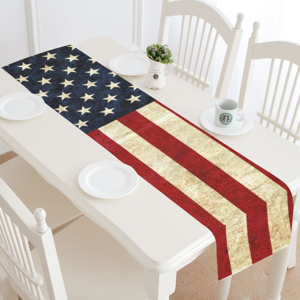 MKHERT American Flag Table Runner for Wedding Party Banquet Decoration