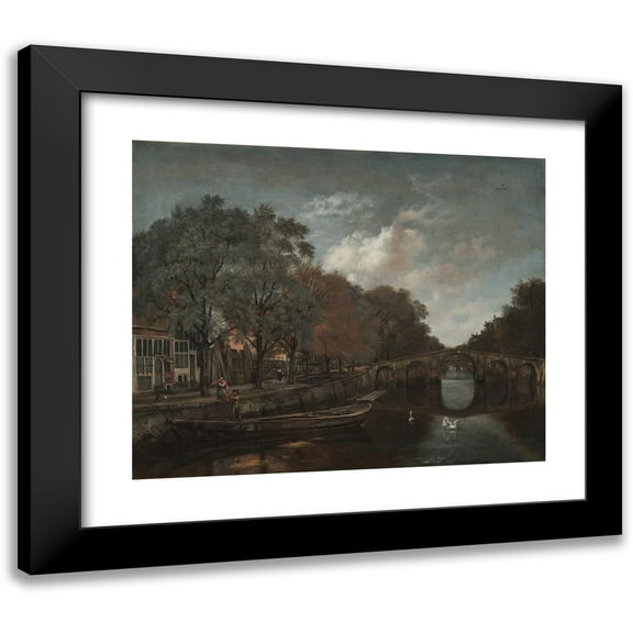 Jan Wijnants 14x12 Black Modern Framed Museum Art Print Titled - Herengracht, Amsterdam (C. 1661)