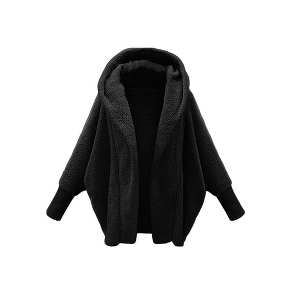 hirigin Women's Winter Fuzzy Fleece Coat, Solid Color Long Sleeve Thick Warm Open Front Loose Jacket Outerwear