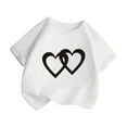 thumbnail image 3 of Kids Girls Cute Graphic T-Shirts Love Heart Printed Round Neck Short Sleeve Tee Summer Casual T Shirt Tops Classic Dailywear 1-2 Years, 3 of 5