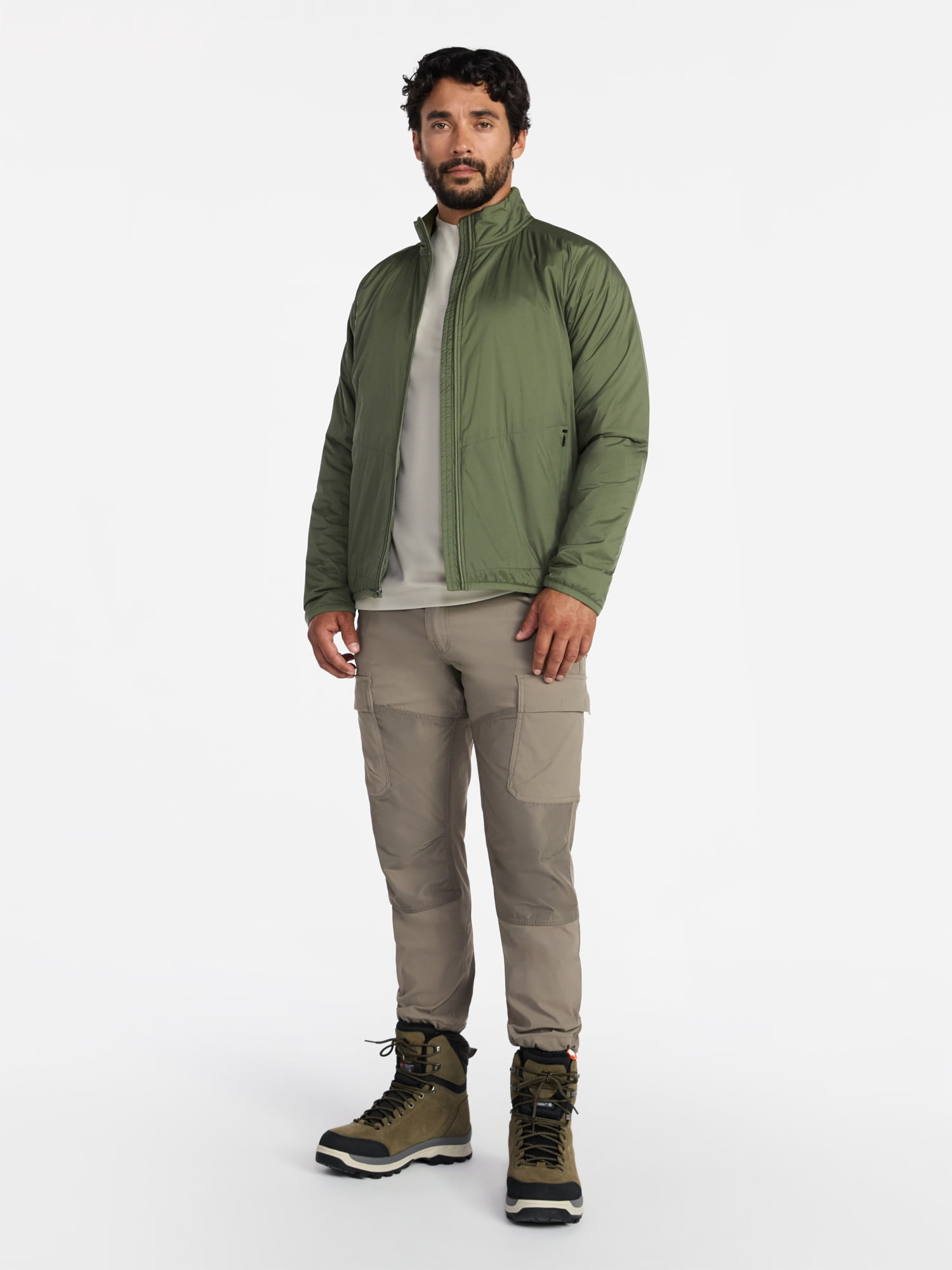 Ozark Trail Men's and Big Men's Light Insulated Nylon Zip Jacket, Sizes S-3XL