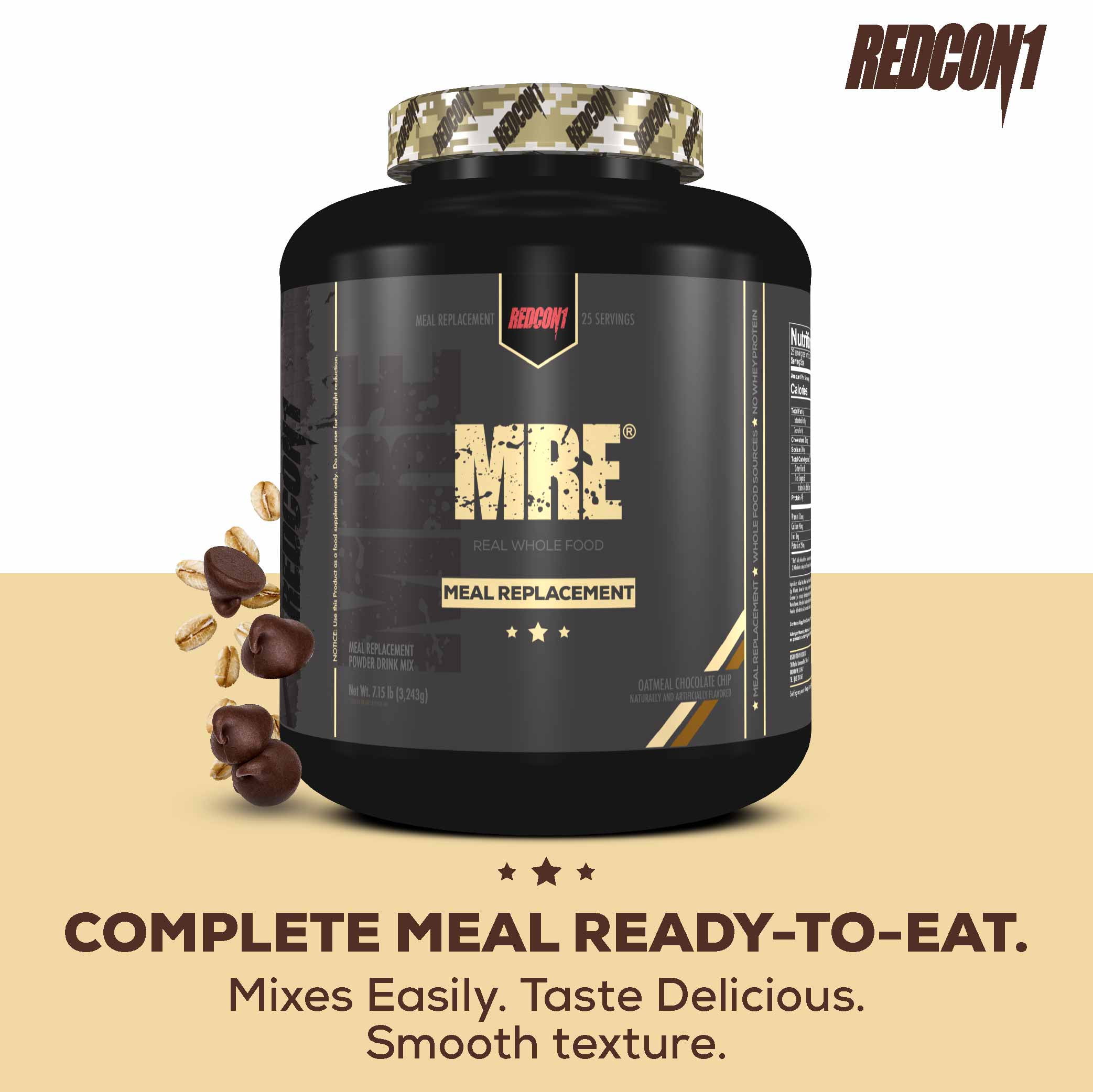 Redcon1, MRE 7lb, Real Whole Food Meal Replacement, Oatmeal Chocolate Chip, Powder, 25 Servings