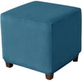 thumbnail image 1 of Ottoman Cover Square Velvet Ottoman Covers Protector for Footrest Foot Stool Furniture Stretch Comfortable with Elastic Bottom Medium Blue, 1 of 6