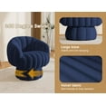 thumbnail image 3 of Mistpople Mid Century Modern 360 Degree Barrel Swivel Accent Sofa Chair,Fluffy Velvet Fabric Lounge Wide Upholstered Pumpkin Reading Chair, Round Cloud Armchair for Living Room,Bedroom,Vanity(Navy), 3 of 6