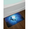 thumbnail image 2 of Shark Bath Mat, Underwater World Fish Silhouettes Circling in The Sea Surreal Ocean Life Print, Plush Bathroom Decor Mat with Non Slip Backing, 29.5" X 17.5", Royal Blue, 2 of 2