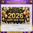 thumbnail image 2 of Gold Glitter Happy New Year Banner Golden Balloons 2026 New Year Display Vintage Clock Gift Boxes Gold New Year Backdrop for New Year Party Holiday Celebration New Year Eve, 2 of 9