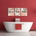 thumbnail image 2 of 3 Pieces Bathroom Canvas Wall Art Relax Unwind Soak Prints on Rustic Backdrop Painting Pink Dahlia Flower Painting on Wood Board Artwork for Bathroom Wall Decor 12x16inchx3pcs (Red), 2 of 5