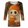 thumbnail image 5 of Mifsaly Halloween Tops for Women 2026 Spooky Witch Print 3/4 Sleeve T-Shirt Casual Fall Novelty Graphic Tees Blouses for Holiday Party Yellow,XXXXL, 5 of 5