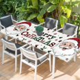 thumbnail image 2 of Christmas Santa Table Cloths for 8 Foot Rectangle Tables, Winter Xmas Snowflakes Holly Pine Tree Patio Waterproof Elastic Fitted Tablecloths, Washable Rectangular Table Cover for Camping, 2 of 8