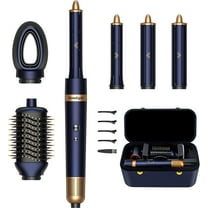 6-in-1 Hair Dryer Brush & Curling Iron Set with Travel Case - Professional Hot Air Styler for Fast Drying, Smoothing & Volumizing