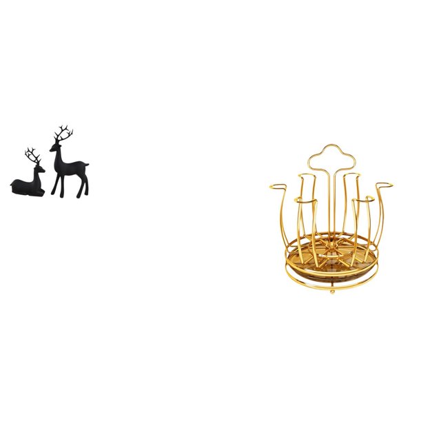 Elegante Juego De Escultura De Reno De Resina Y Portavasos Giratorio De Metal Para Organizar La Mesa Y El Gabinete De La Sala De Estar Con Diseño Artístico.