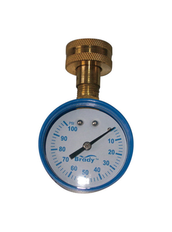 Water Pressure Test Gauge by Brady 0-100 PSI Brass 3/4 " Female Hose Thread for sale online 