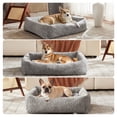 thumbnail image 4 of Vintage Leopard Print Dog Bed Cat Bed, Ultra Soft Calming Dog Bed, Rectangle Comfortable Pet Bed for Small Medium Large Dogs, Gray, 42in, 4 of 7