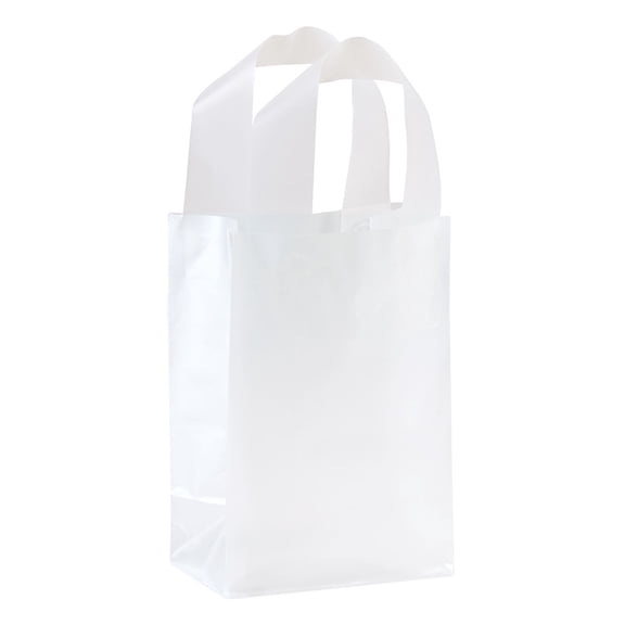 SSWBasics Small Clear Frosted Plastic Shopping Bags - pack of 15