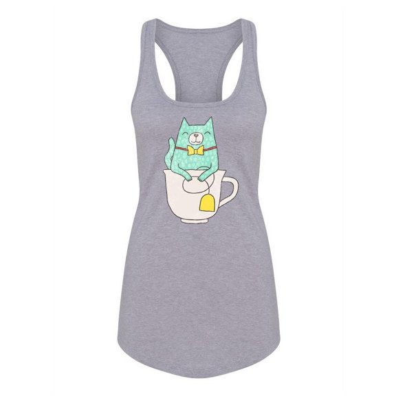 Cat Inside A Tea Cup Racerback Tank Women -Image by Shutterstock, Female Large