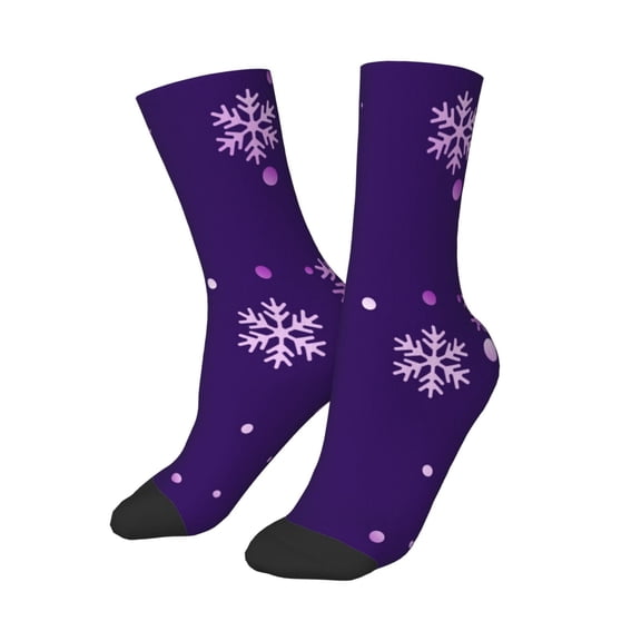 Uemuo Crystal Purple Snowflake Printed Kids Boys Socks Seamless Crew Socks Crazy Funny Athletic Sport Socks for Children