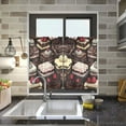 thumbnail image 4 of Yayeee Kitchen Curtains Tier Pair Light Filtering 27"x24" Rod Pocket Short Cafe Window Panel, Black Chocolate Cakes, 4 of 7