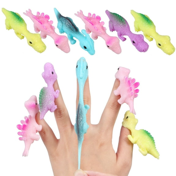 ULTNICE 30Pcs Finger Toys in Dinosaur Shape Assorted Color Plastic for Party Favors