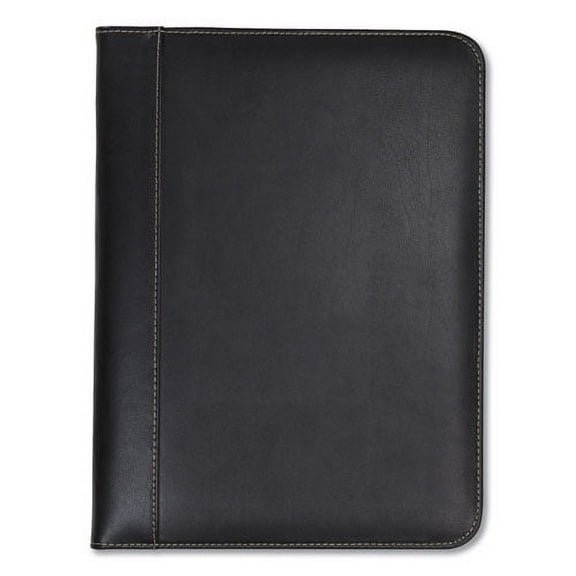 Contrast Stitch Leather Padfolio, 8 1/2 X 11, Leather, Black | Bundle of 2