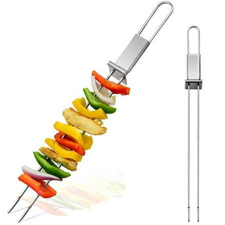 

NOGIS Barbecue Skewers 2-Pack 12.6 Stainless Steel Grilling Skewers with Slider Reusable Metal BBQ Shish Kabob Skewers Sticks