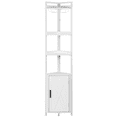 thumbnail image 2 of 6-Tier Corner Shelf with Cabinet, Glass Holder and Barn Door Cabinet, Freestanding Home Bar for Liquor and Wine Storage, White, 2 of 7
