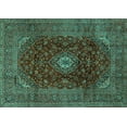 thumbnail image 1 of Ahgly Company Machine Washable Indoor Rectangle Medallion Turquoise Blue Traditional Area Rugs, 3' x 5', 1 of 4