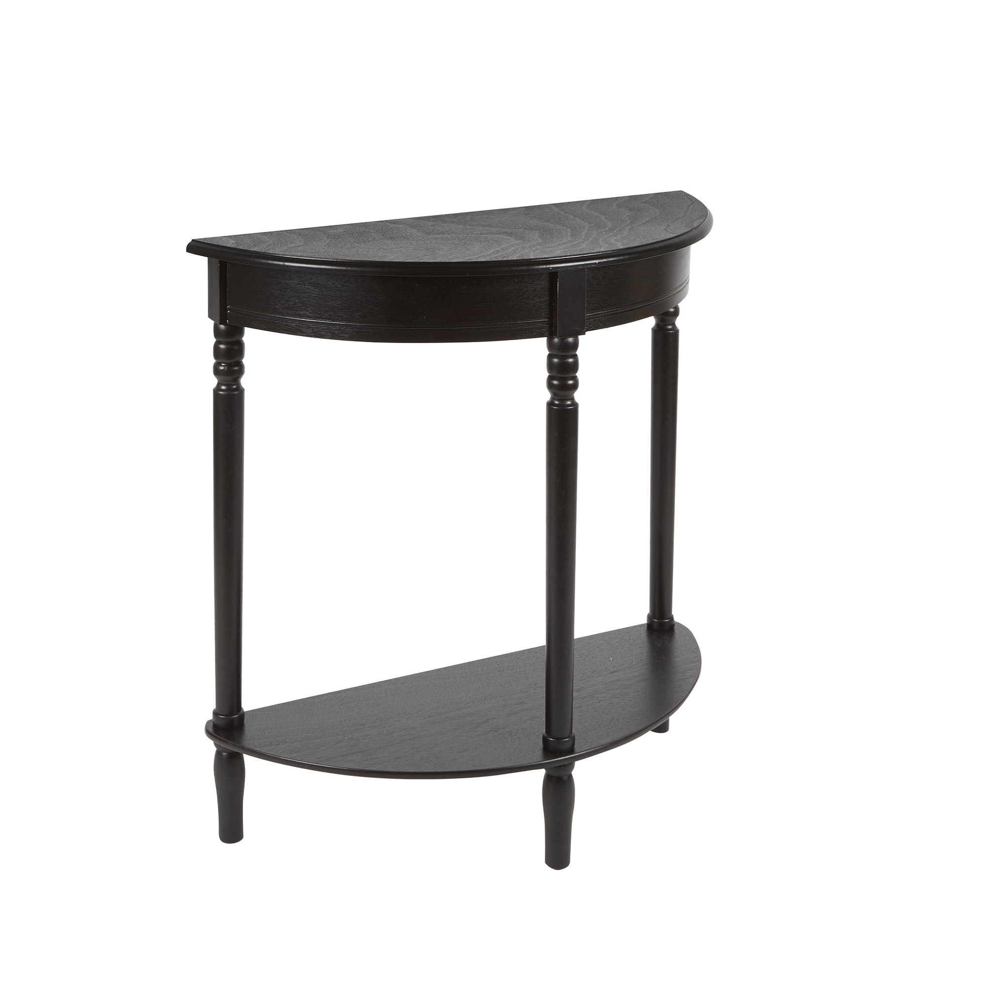 Decor Therapy Simplify Half Round Accent Table, Shelf Side, 28.5" x 28.5" x 12" - Black