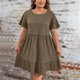 thumbnail image 3 of mfyjkho Vestidos para mujer, Vestido informal de manga corta con cuello redondo y estampado liso para mujer. Vestidos maxi para mujer xxxxxl, 3 of 7