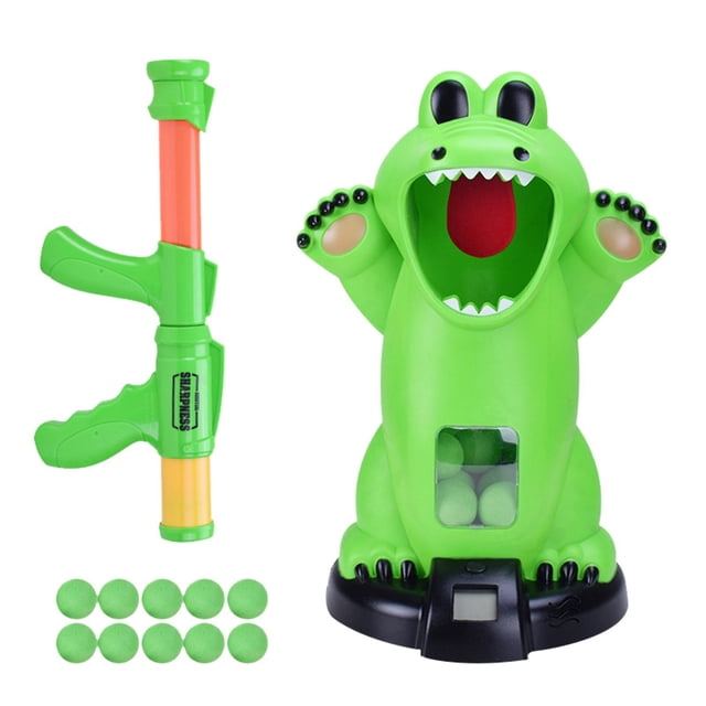 Juego de tiro con forma de cocodrilo, juguetes con bolas de espuma para niños