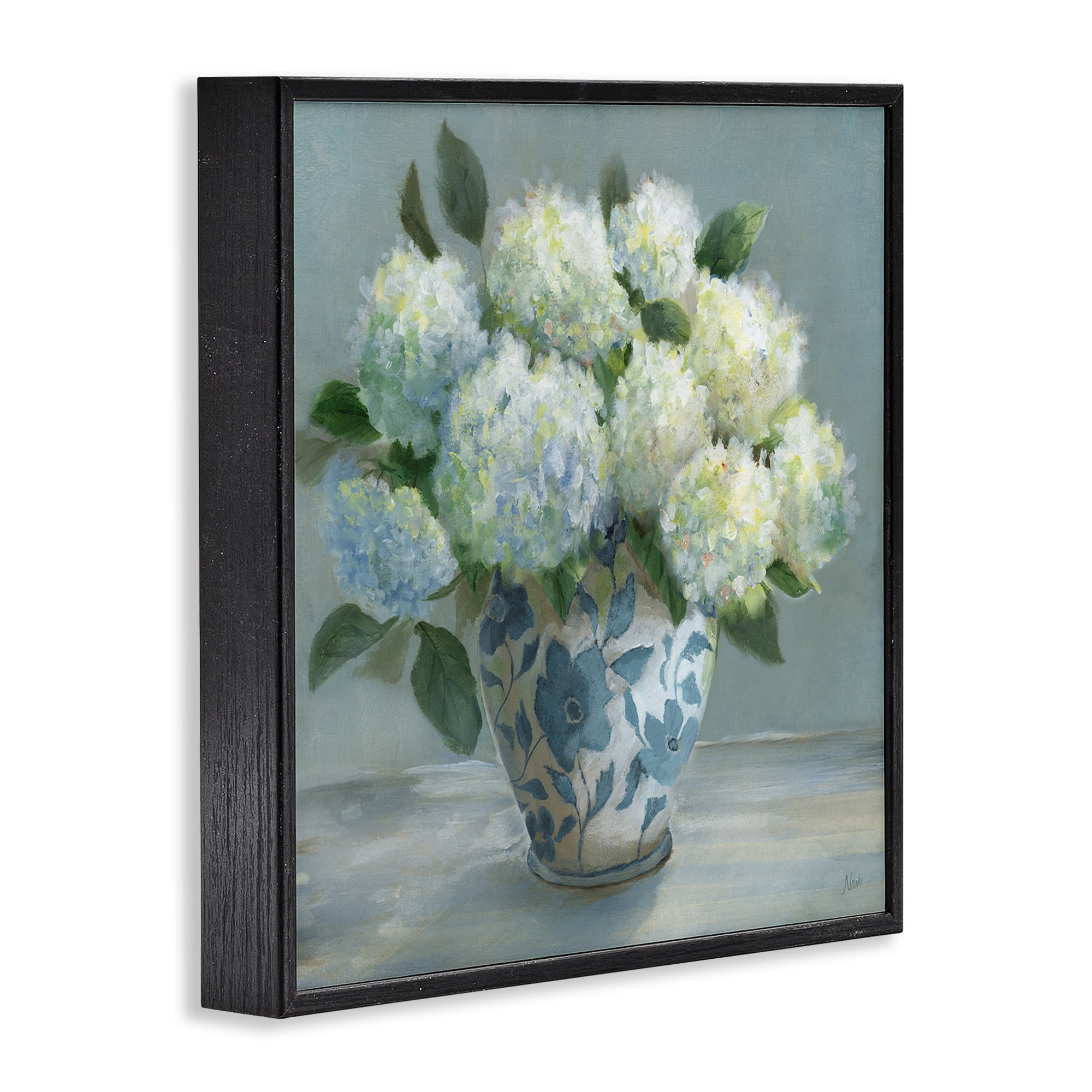 Stupell Industries Hydrangeas in Elegant Vase Black Framed Giclee Art, design by Nan