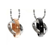R.H. Jewelry Lovers Couple Stainless Steel Two Tone Meant to Be One Ring Pendant Necklace set