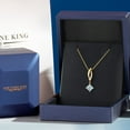 thumbnail image 5 of Gem Stone King 14K Yellow Gold Sky Blue Aquamarine and Lab Grown Diamond Pendant Necklace for Women | 0.53 Cttw | Gemstone March Birthstone | Princess 5MM | With 18 inch Chain, 5 of 6