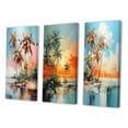 thumbnail image 3 of Designart "Tropical Minimalism Palm Trees wall art" Floral Wall Art Set Of 3 - Pink Palms & Palm Trees Gallery Wall Set For Home Decor, 3 of 7