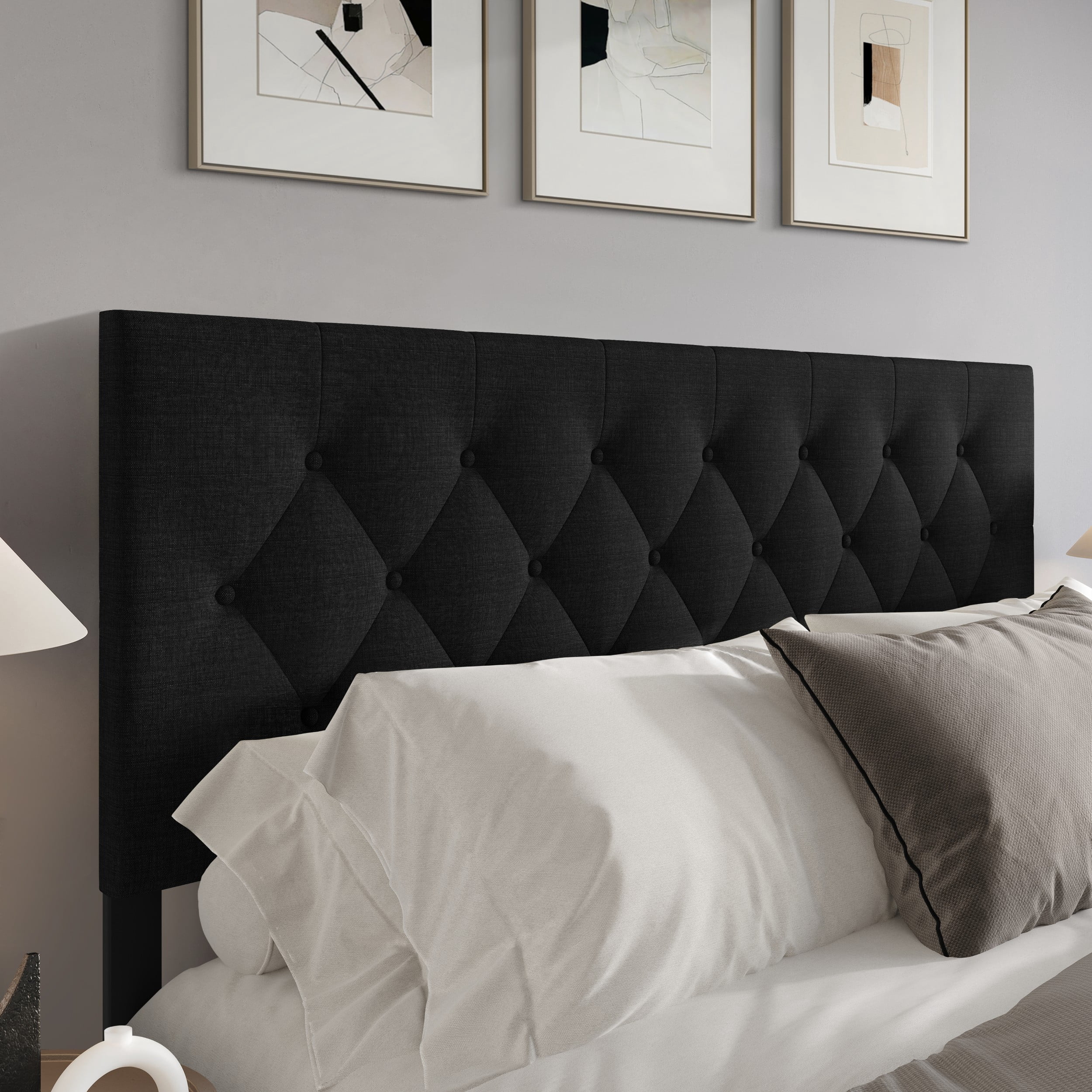 Home Design Gunnison Linen Upholstered Headboard with Button Tufted Design