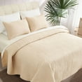 thumbnail image 5 of Evenhug 3-Piece Queen Quilt Set Soft Patchwork Pattern Bedding Set Lightweight Microfiber Ultrasonic Bedspread With Shams for All Season, Beige, 90"*92", 5 of 6