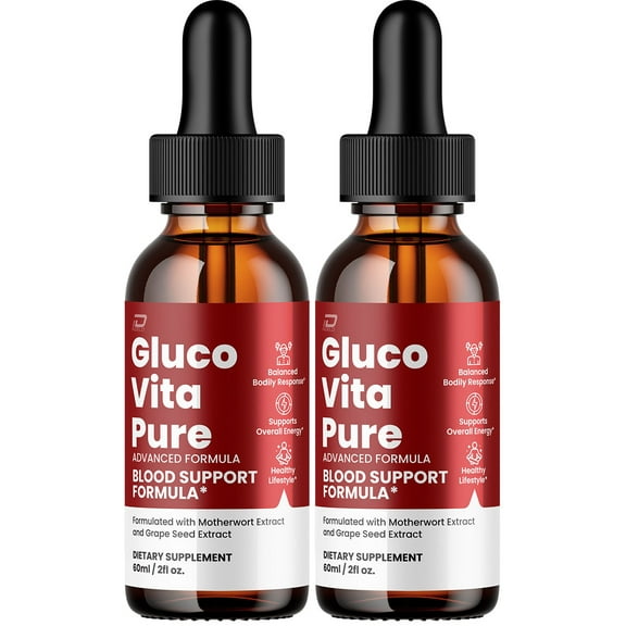 Gluco Vita Pure Drops Healthy Formula - GlucoVita Pure Liquid All Natural Healthy Levels, Extra Strength, GlucoVitaPure Reviews, 2 Pack, 2 Month Supply