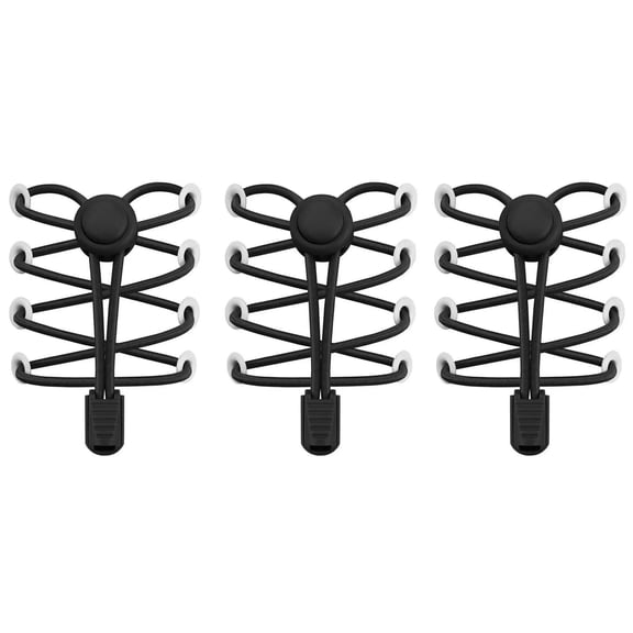 Tieless Elastic Shoe Laces - 3 Pair Round No Tie Shoelaces for Kids and Adult Sneaker with Strong Lock Speed Shoestrings(3 Pair Black)