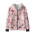 thumbnail image 4 of Uorisanigo Zip-Up Hoodies Sweatshirts Kids Long Sleeve Pink Cherry Blossom Hooded Sweatshirts Coat Leisure Hooded Jacket with Pockets Fall Winter Clothing, 4 of 8