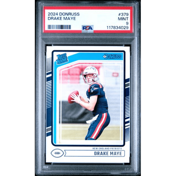 Graded 2024 Panini Donruss Drake Maye #379 Rookie RC Football Card PSA 9 Mint