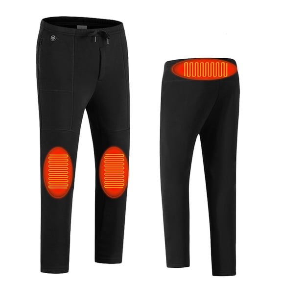 Heated Pants for Mens Outdoor Men's Heated Pants Pockets Plus Velvet To Keep Warm Heated Pants Solid Color Stretch Heating Casual Zipper Elastic Band Men's Pants