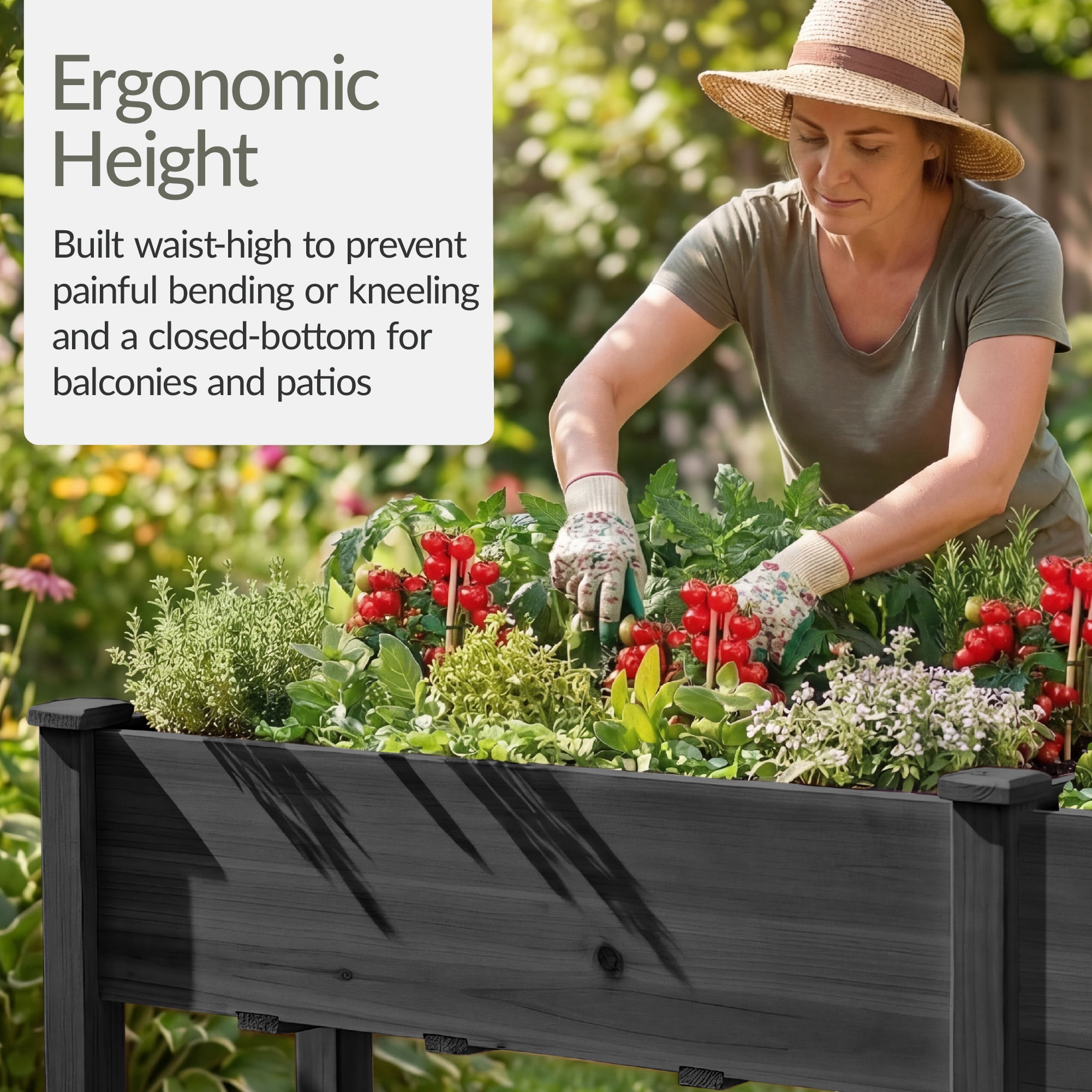 Best Choice Products 72x24x30in Raised Garden Bed, Elevated Wood Planter Box for Patio w/ Divider Panel - Black