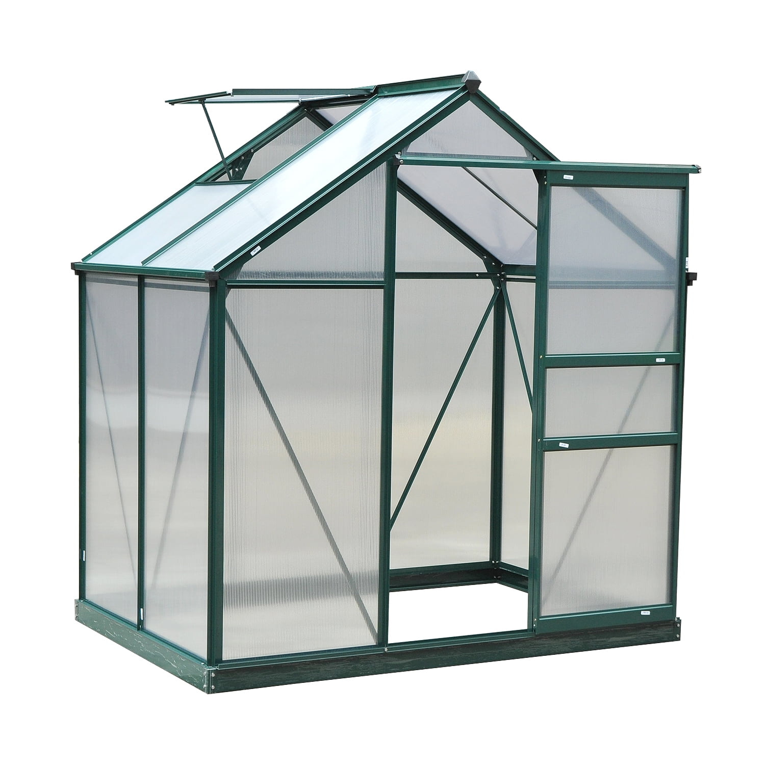 6’L x 4’W x 7’H Polycarbonate WalkIn Garden Greenhouse Dark Green