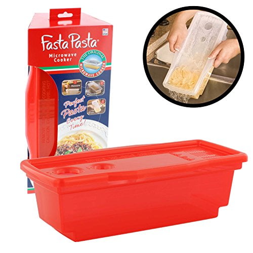 Microwave Pasta Cooker The Original Fasta Pasta (Red) No Mess