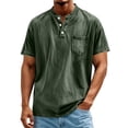 thumbnail image 5 of Xdegoge Mens Vintage Washed Henley T Shirt Short Sleeve Casual Athletic Fit Button Down Placket Tee With Chest Pocket Summer Outdoor Everyday Basic Workout Tops Shirts, 5 of 6