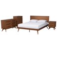 thumbnail image 2 of Baxton Studio Melora Mid-Century Modern Walnut Brown Finished Wood and Rattan Full Size 4-Piece Bedroom Set, 2 of 13