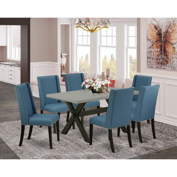 7-Piece Dining Set - Kitchen Table with 6 Dining Chairs - Modern Parson Style