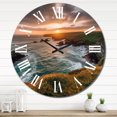 thumbnail image 1 of Designart "Cliffside Sunset I" Coastal Oversized Wall Clock, 1 of 6
