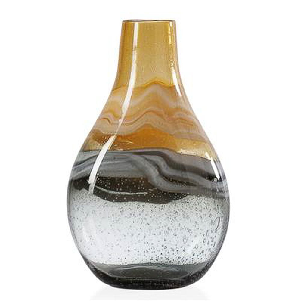 Torre & Tagus Andrea Swirl Glass Tall Bulb Vase Amber