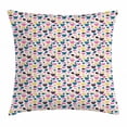 thumbnail image 1 of Animal Throw Pillow Cushion Cover, Cheerful Domestic Pets Colorful Pattern Cat Dog Fish Bird and Mouse Faces Hearts, Decorative Square Accent Pillow Case, 24 X 24 Inches, Multicolor, by Ambesonne, 1 of 2