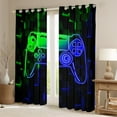 thumbnail image 2 of Erosebridal Video Game Curtains for Living Room,Green Blue Curtains and Drapes (52Wx84L),Futuristic Cubes Curtains Pack of 2 (52Wx84L),Gamepads Room Decorative, 2 of 6